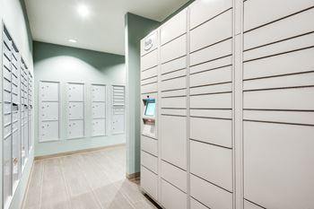 Amazon HUB lockers at Inwood Station apartments in Dallas TX